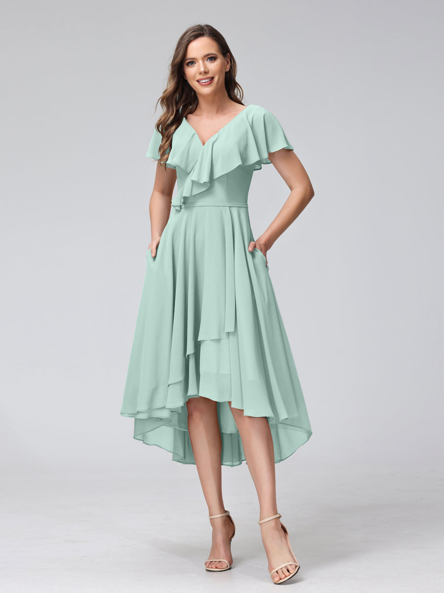 Felicity Rose Pool Blue front view wedding guest dress