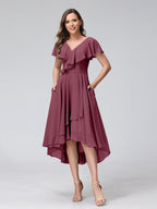 Felicity Rose Plum front view wedding guest dress