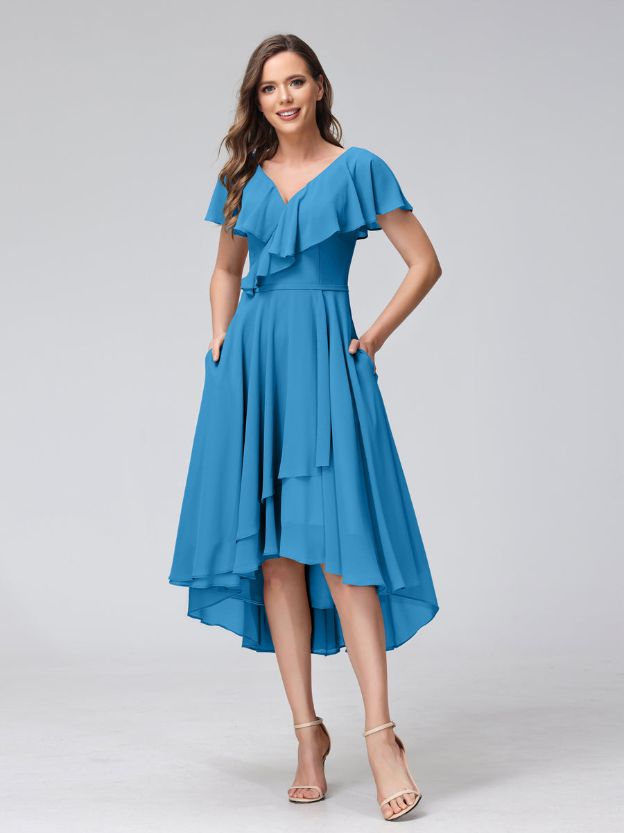 Felicity Rose Ocean Blue front view wedding guest dress