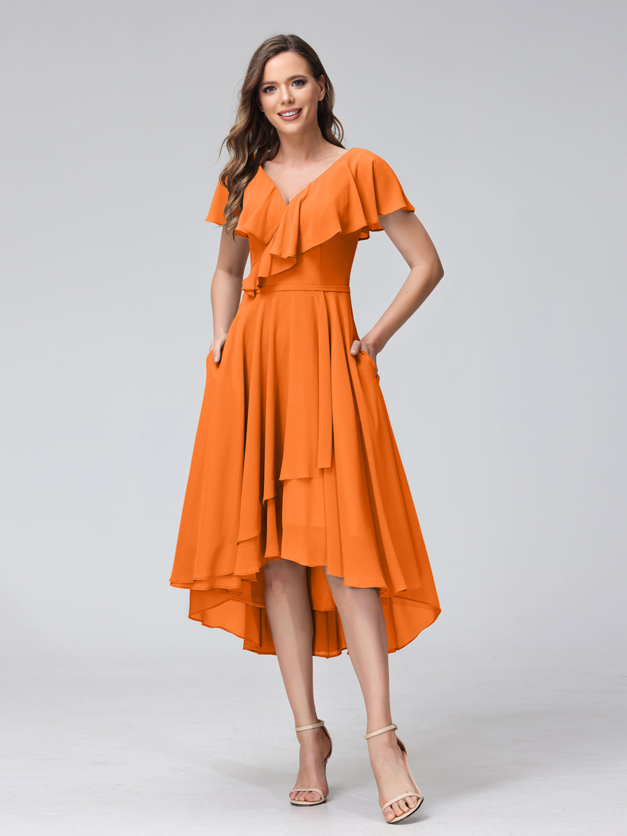 Celestine Orange front view bridesmaid dress