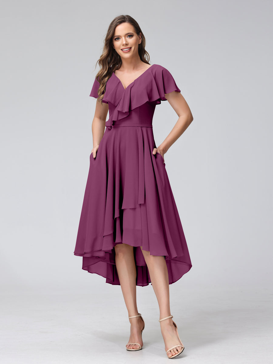 Celestine Orchid front view bridesmaid dress