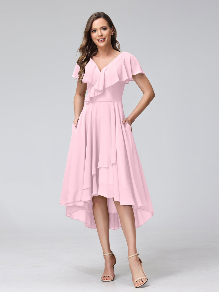 Celestine Rose Pink front view bridesmaid dress