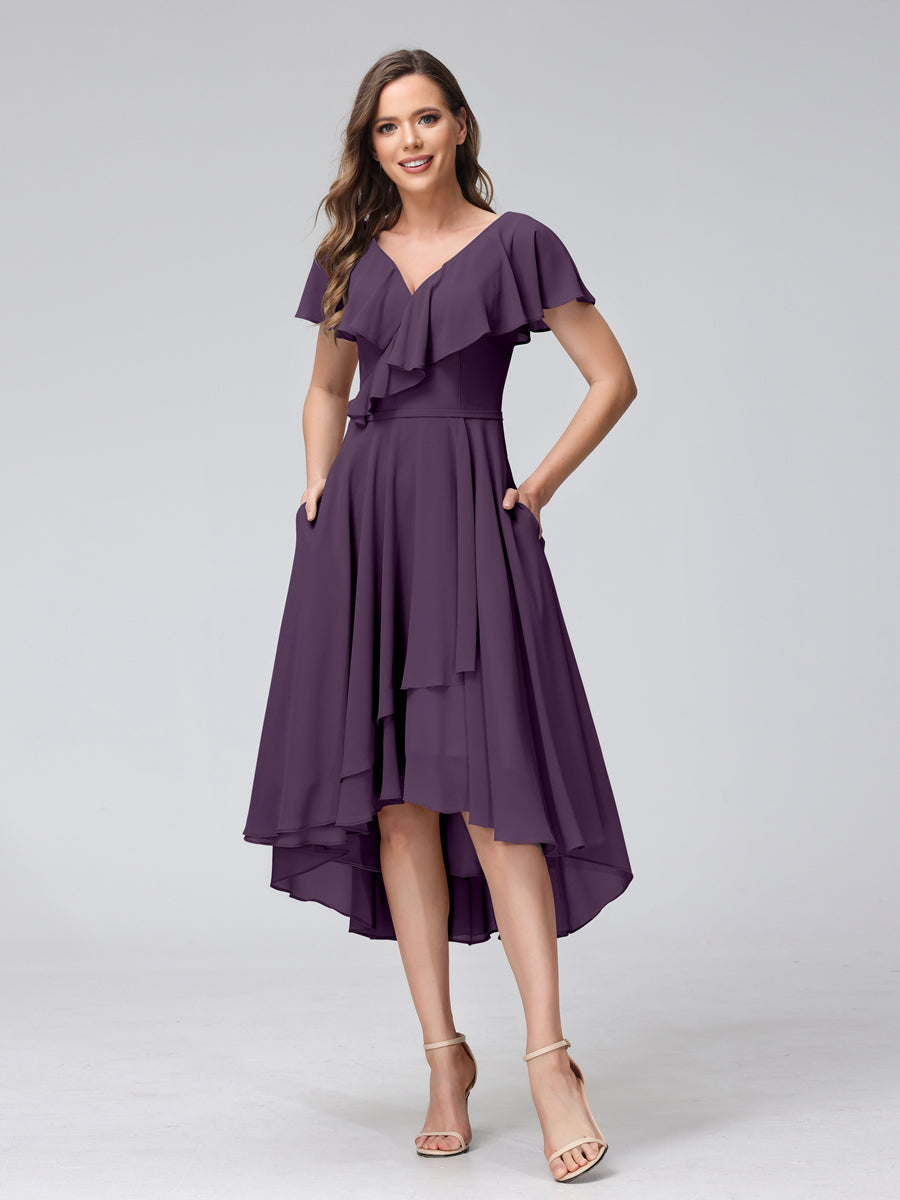 Celestine Plum back view bridesmaid dress