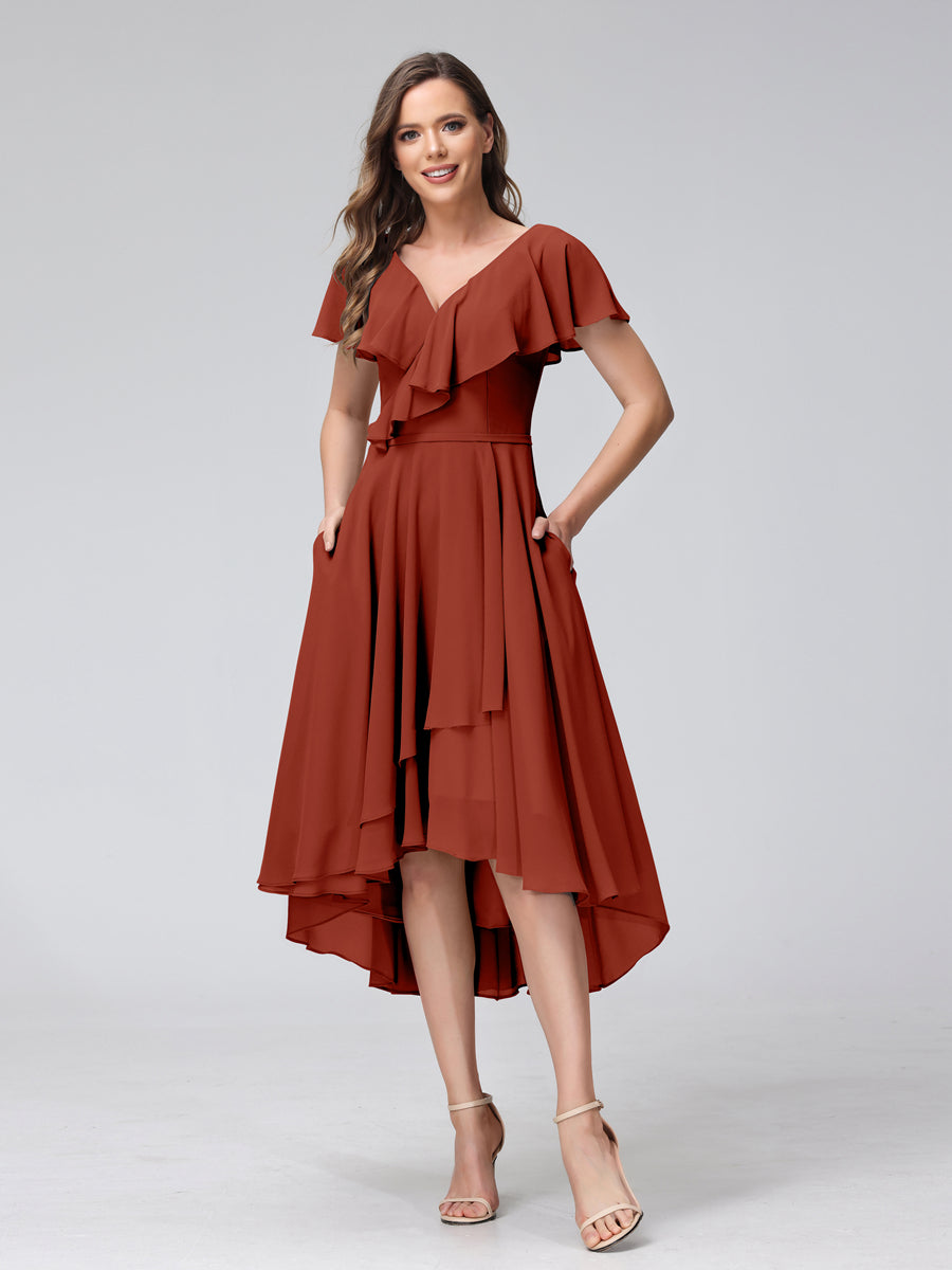 Celestine Rust front view bridesmaid dress