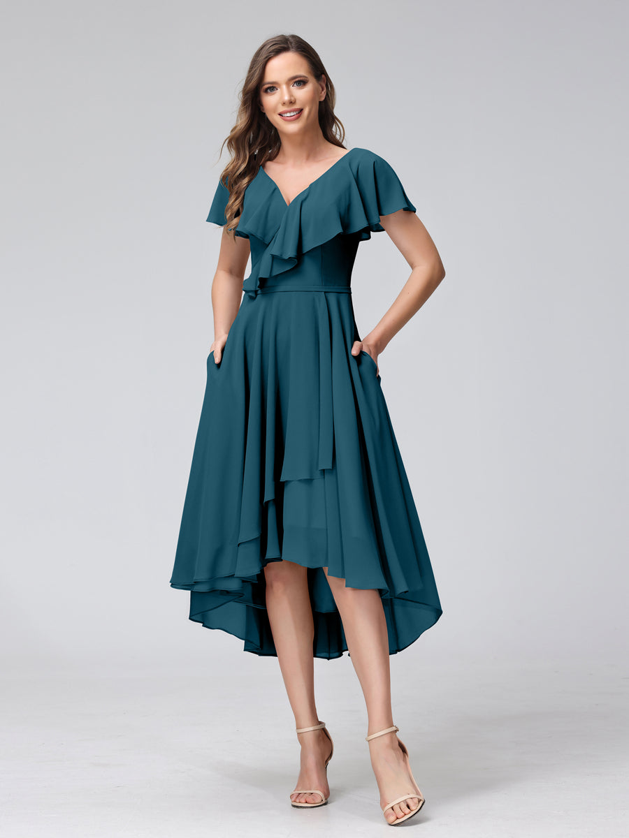 Felicity Rose Teal front view wedding guest dress