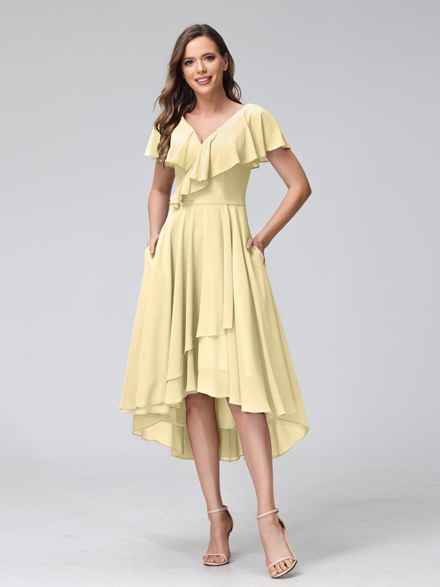 Felicity Rose Yellow front view wedding guest dress