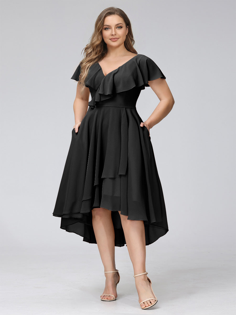 Delyth Black front view wedding guest dress