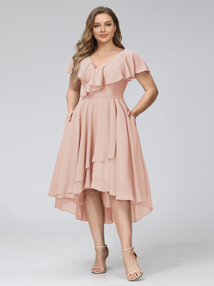 Delyth Blush front view wedding guest dress