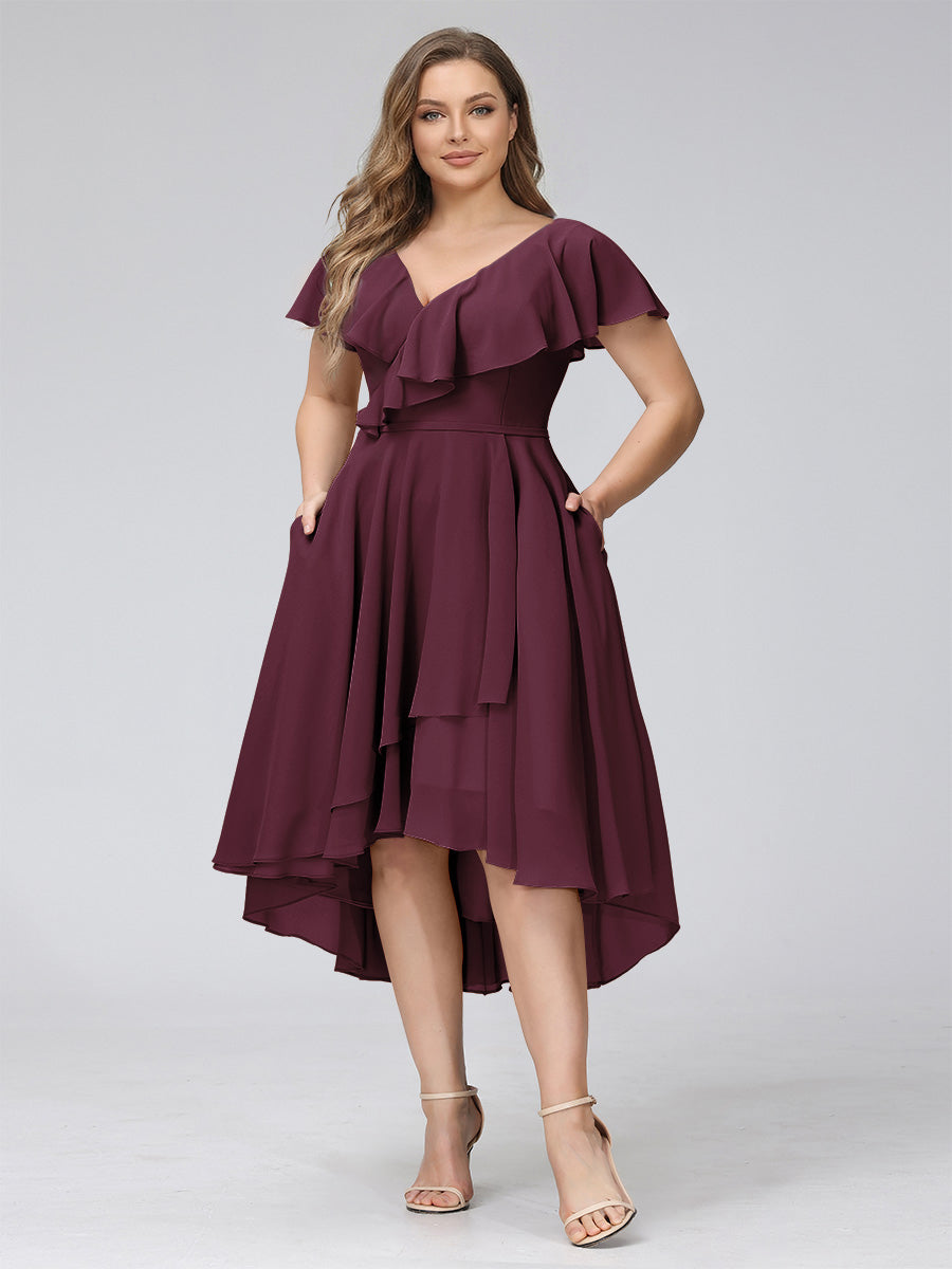 Delyth Burgundy back view wedding guest dress