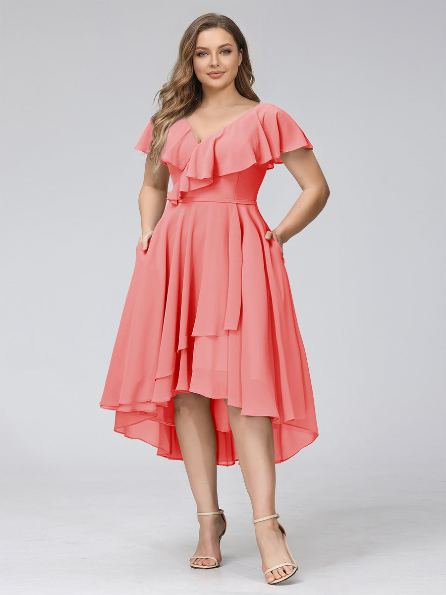 Delyth Coral back view wedding guest dress