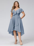 Delyth Dusty Blue front view wedding guest dress