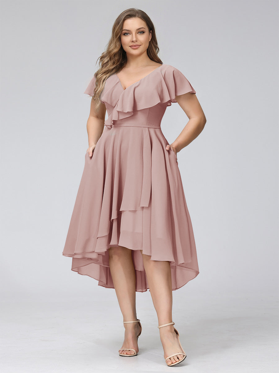 Delyth Dusty Rose front view wedding guest dress