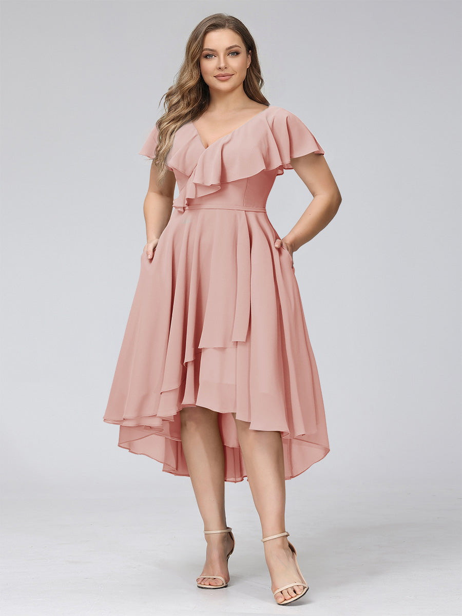 Delyth Dusty Rose back view wedding guest dress