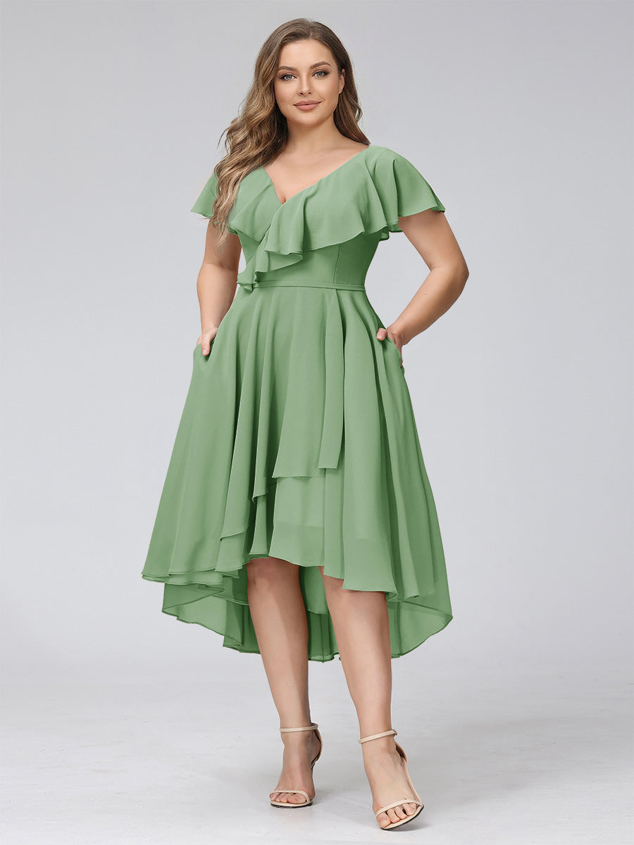 Delyth Sage Green front view wedding guest dress
