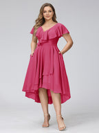 Delyth Fuchsia back view wedding guest dress