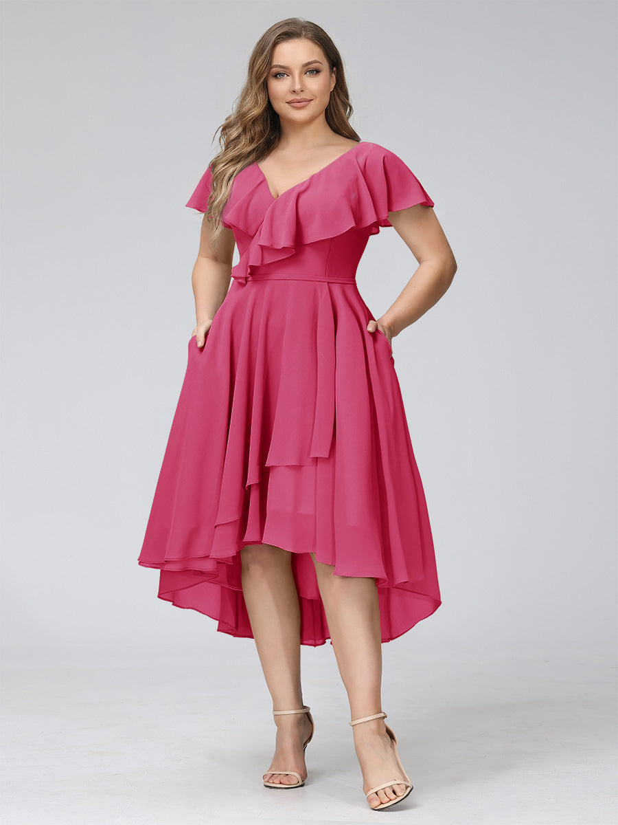 Delyth Fuchsia back view wedding guest dress