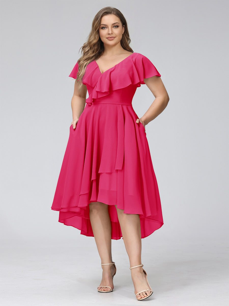 Delyth Fuchsia front view wedding guest dress