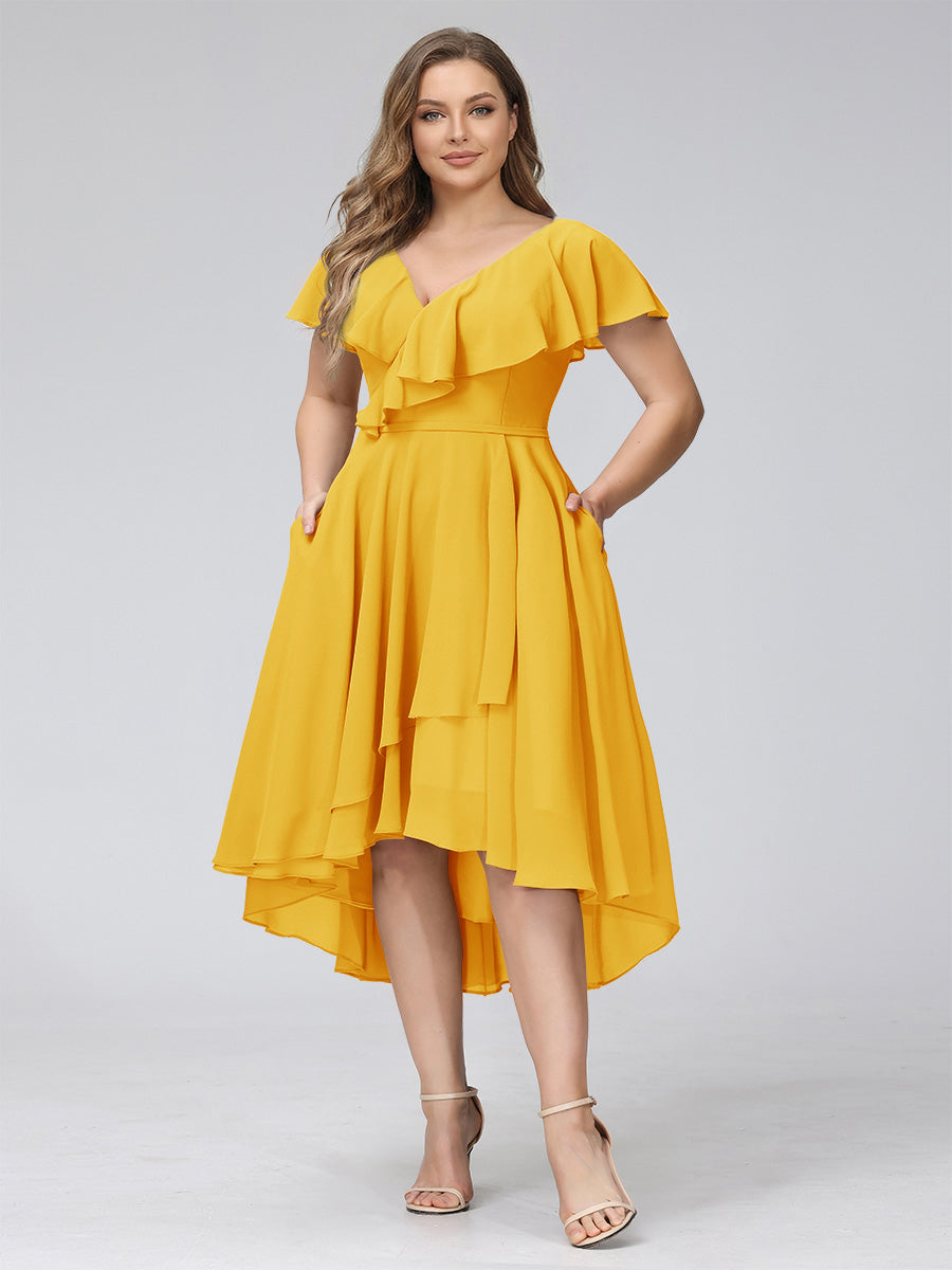 Delyth Gold front view wedding guest dress