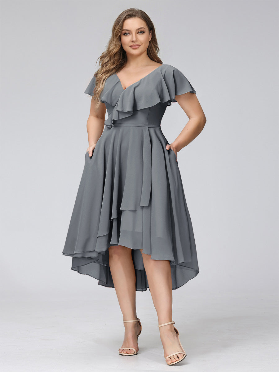Delyth Grey front view wedding guest dress
