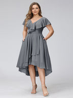 Delyth Grey front view wedding guest dress