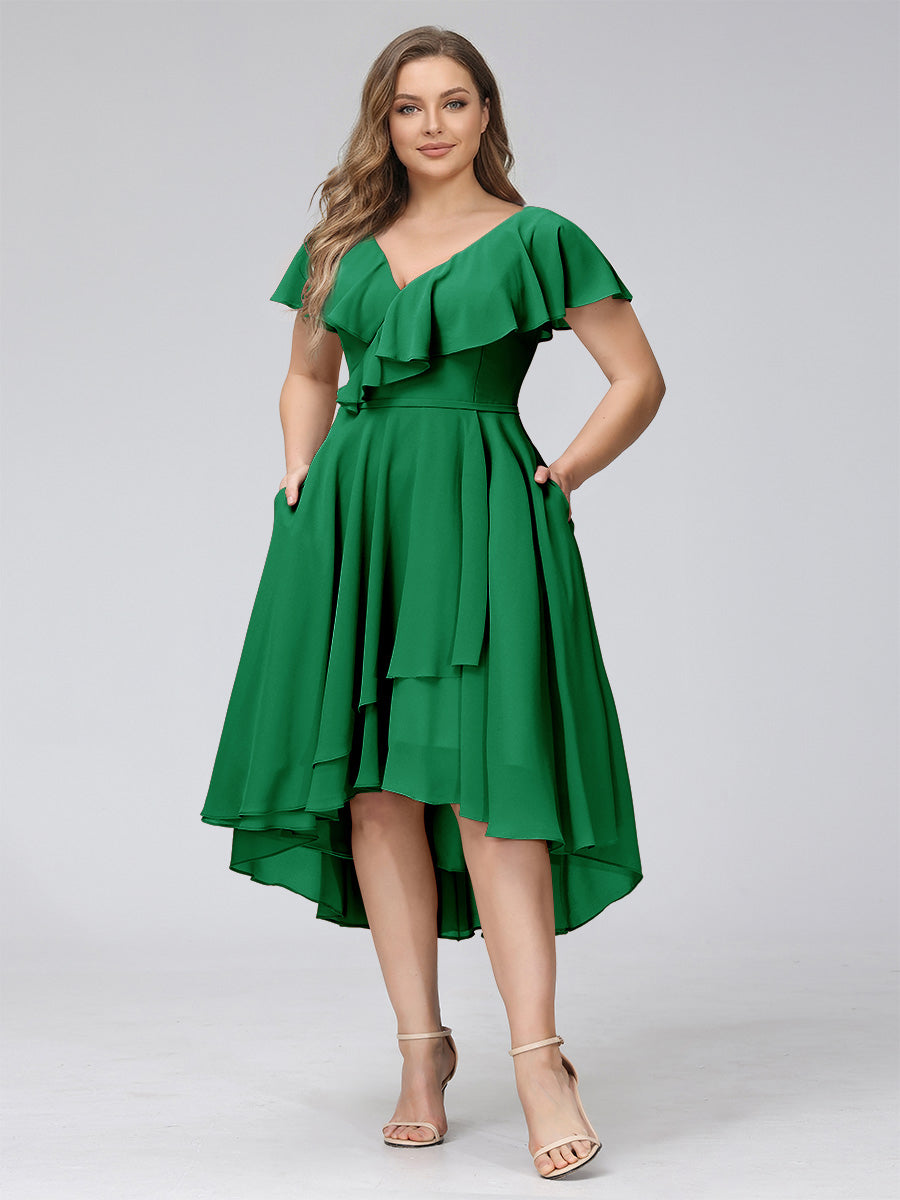 Delyth Forest Green front view wedding guest dress