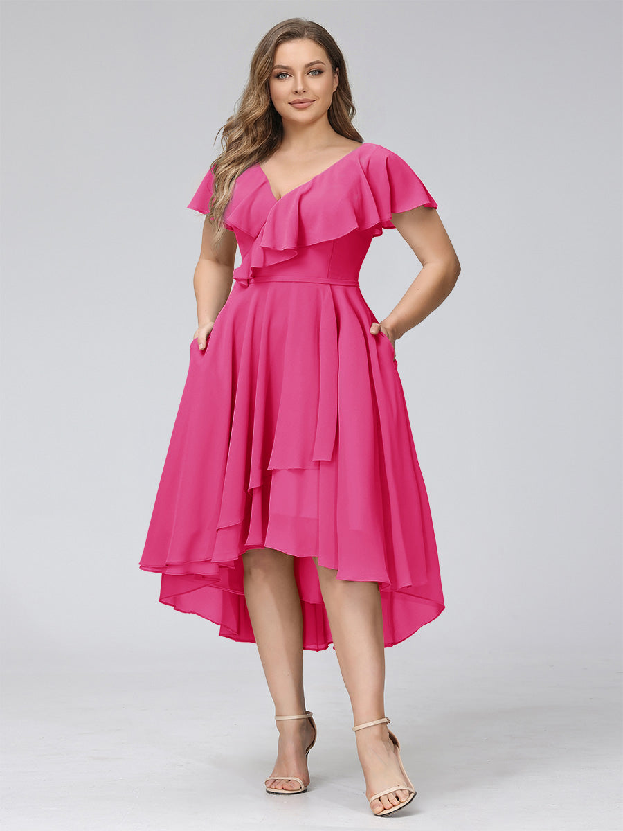 Delyth Hot Pink front view wedding guest dress
