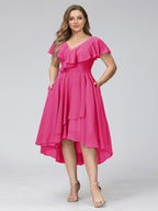 Delyth Hot Pink front view wedding guest dress