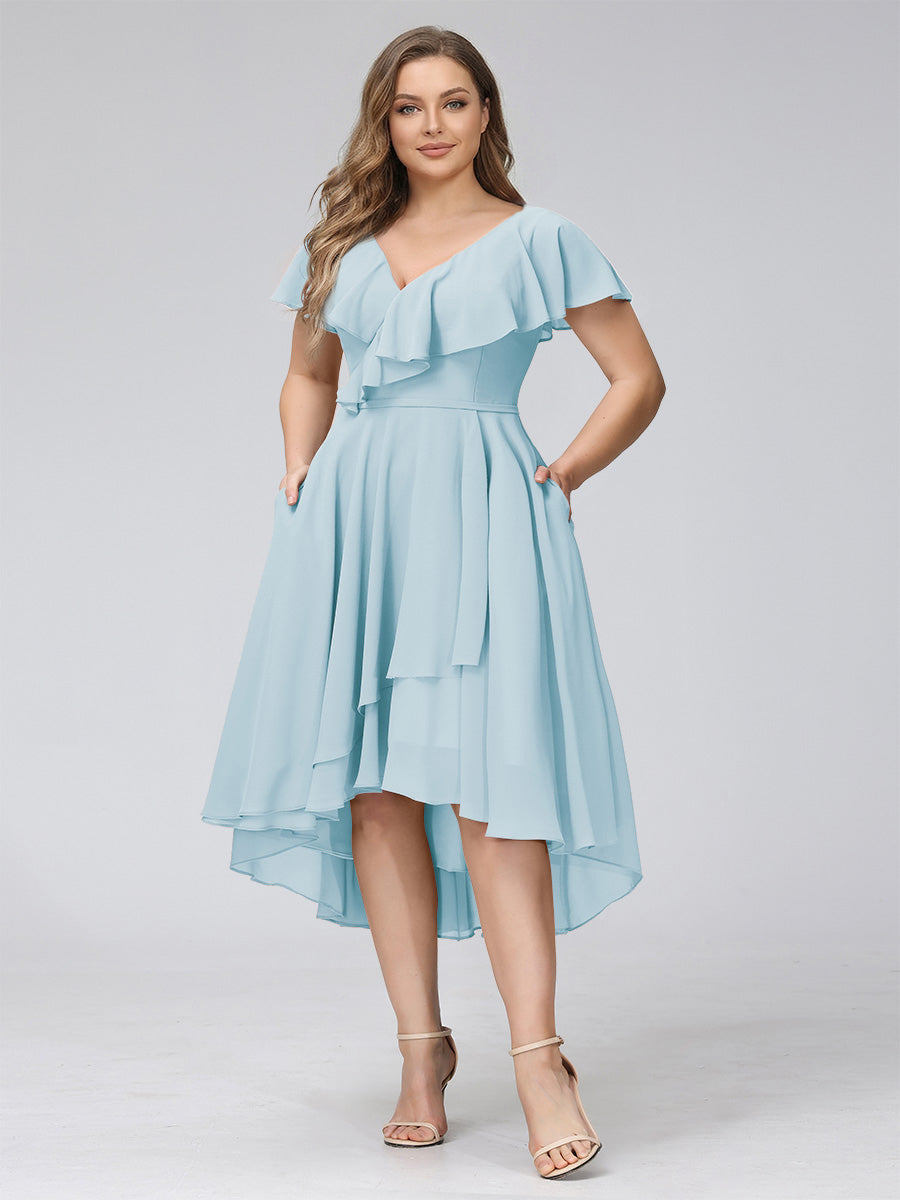 Delyth Sky Blue front view wedding guest dress