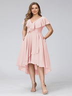 Delyth Pearl Pink front view wedding guest dress