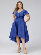Delyth Royal Blue side view wedding guest dress