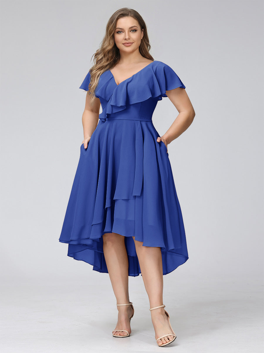 Delyth Royal Blue side view wedding guest dress