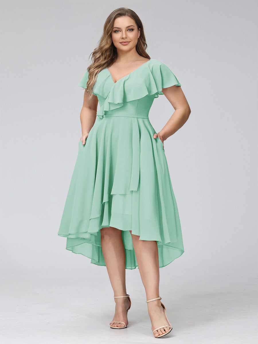 Delyth Mint Green front view wedding guest dress