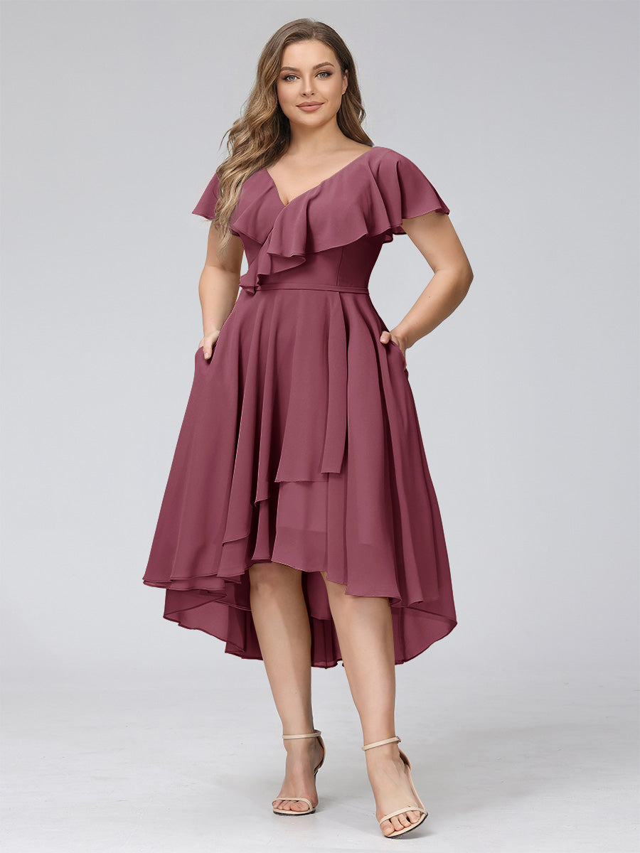 Delyth Plum front view wedding guest dress
