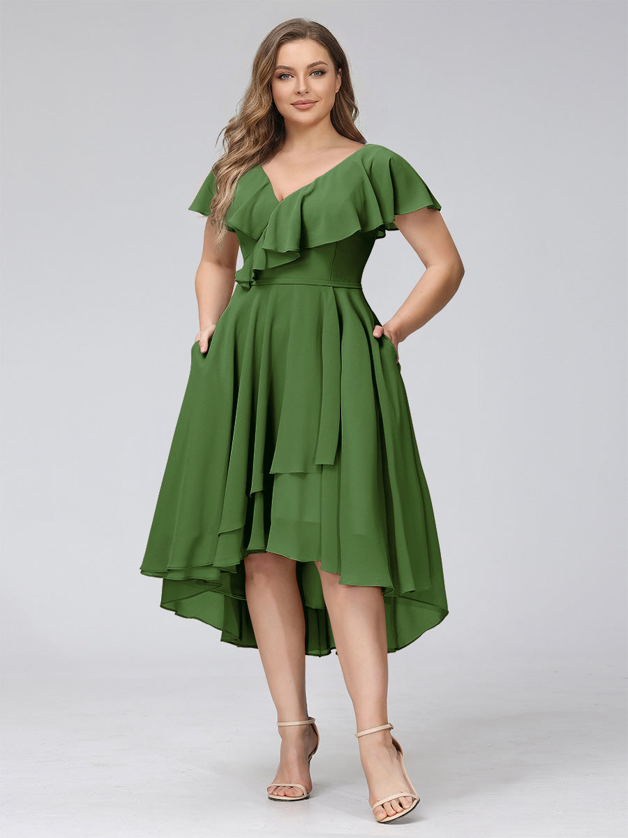 Delyth Olive Green front view wedding guest dress