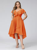 Delyth Orange front view wedding guest dress