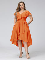 Delyth Orange front view wedding guest dress