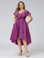 Delyth Orchid front view wedding guest dress