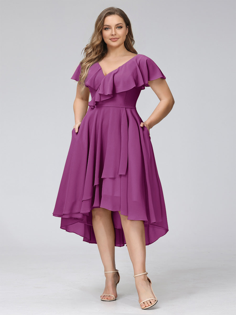 Delyth Orchid front view wedding guest dress