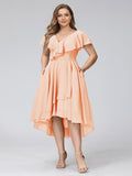 Delyth Peach front view wedding guest dress