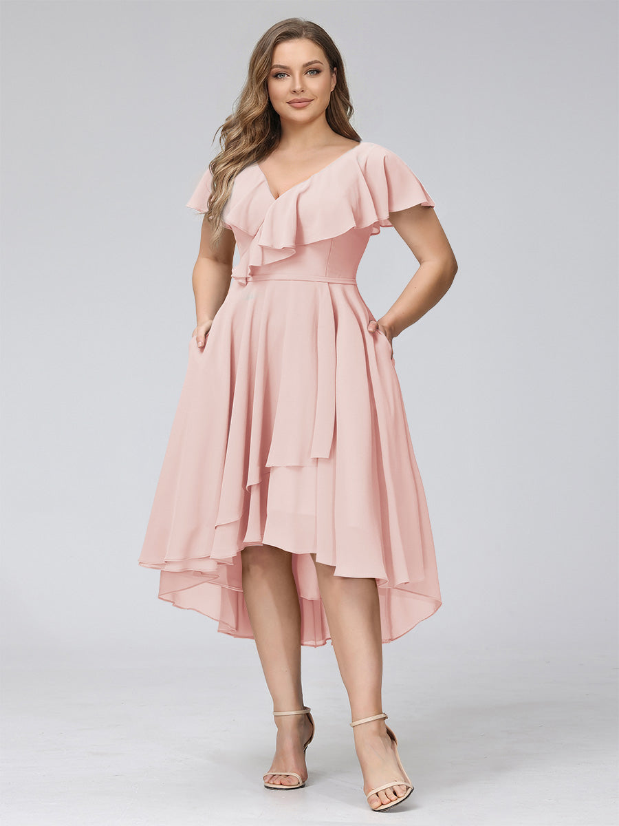Delyth Pearl Pink back view wedding guest dress