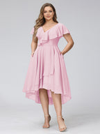 Delyth Rose Pink front view wedding guest dress