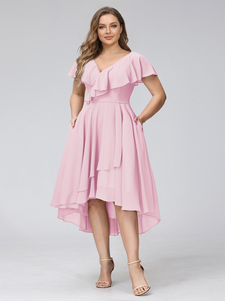 Delyth Rose Pink front view wedding guest dress