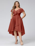 Delyth Rust front view wedding guest dress