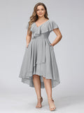 Delyth Silver front view wedding guest dress