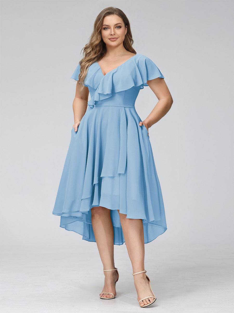 Delyth Sky Blue back view wedding guest dress