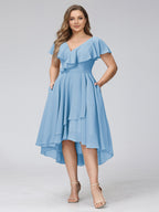 Delyth Sky Blue back view wedding guest dress