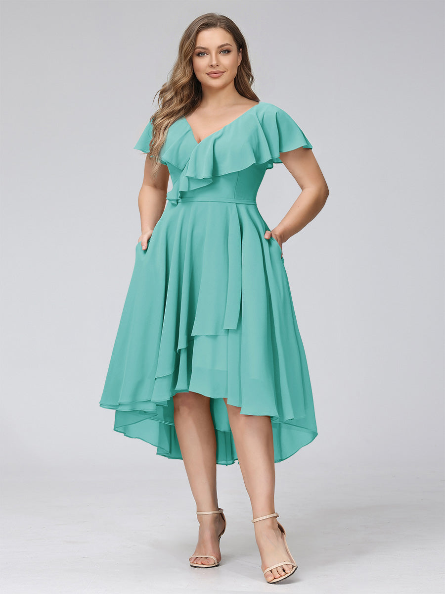 Delyth Pool Blue back view wedding guest dress