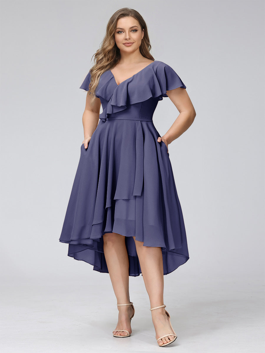 Delyth Dusty Blue back view wedding guest dress