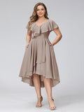 Delyth Taupe front view wedding guest dress
