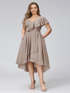 Delyth Taupe front view wedding guest dress